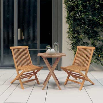 vidaXL 3-delige Tuinset massief teakhout, Tuin en Terras, Verzenden, Nieuw, Tuinset