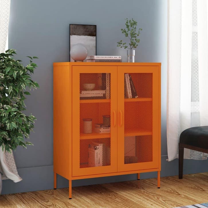 vidaXL Opbergkast 80x35x101,5 cm staal oranje, Huis en Inrichting, Kasten | Overige, Nieuw, Verzenden
