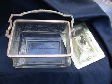 Koektrommel - Emmer van gegraveerd glas uit de late 19e, Antiek en Kunst