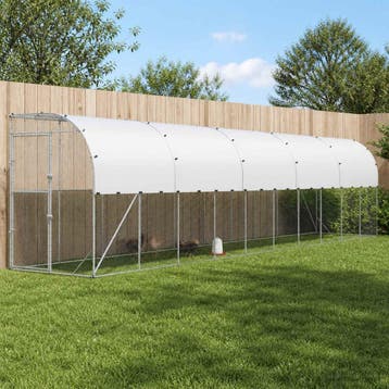 vidaXL Kippenhok Tegen de Muur zilver 600 x 150 x 215 cm, Verzenden, Nieuw
