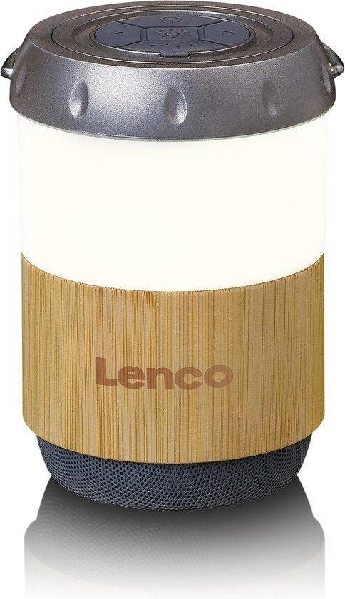 Lantaarn met ingebouwde Bluetooth Speaker - Bamboo - Lenco B, Huis en Inrichting, Woonaccessoires | Overige, Nieuw, Verzenden