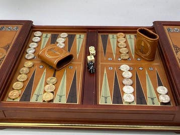 Schaakspel - 22 Karat Gold Plated Backgammon Excalibur by, Antiek en Kunst