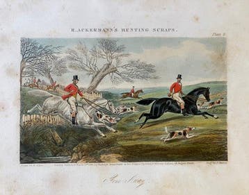 Hunting on horseback - 10 partly coloured etchings -