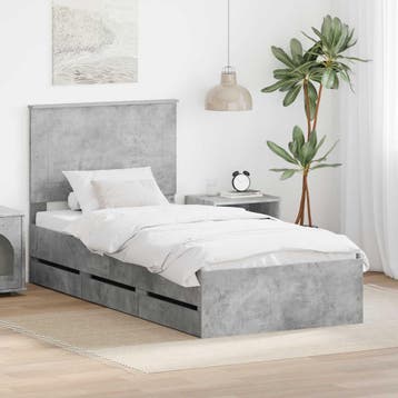 vidaXL Bedframe met lade Beton Grijs 90 x 190 cm, Verzenden