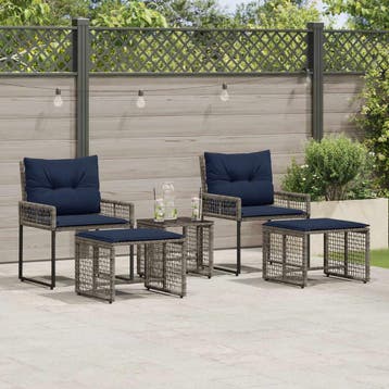 vidaXL Buitenmeubels set 5 st Grijs en Marineblauw, Verzenden, Nieuw