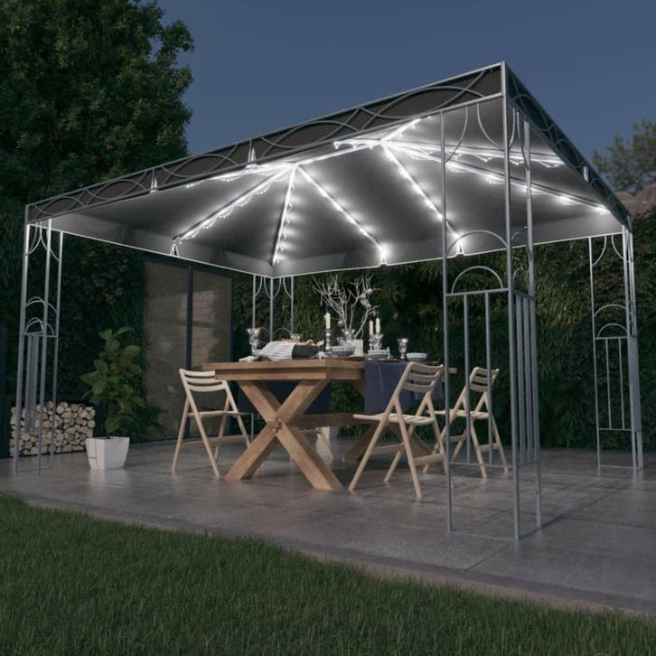 vidaXL Prieel met LED-lichtslinger 400x300 cm, Jardin & Terrasse, Tonnelles, Envoi