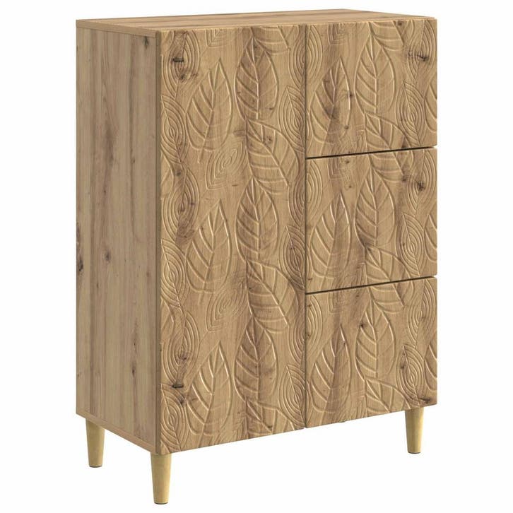 vidaXL Dressoir Artisanaal eiken 66 x 34,5 x 90 cm Bewerkt, Huis en Inrichting, Kasten | Dressoirs, Nieuw, Verzenden