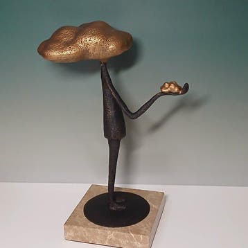 sculptuur, La tête dans les nuages - 36 cm - Marmer,, Antiek en Kunst