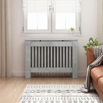 vidaXL Radiator Cover Betongrijs 112 x 19 x 81,5 cm Bewerkt, Verzenden