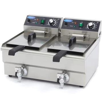 Friteuse | Elektrisch | 10+10L | 50°C/200°C | 6kW (2x 230V), Verzenden