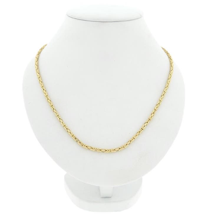 Gouden vierkante koningsketting, Handtassen en Accessoires, Kettingen, Goud, Gebruikt, Goud, Ophalen of Verzenden
