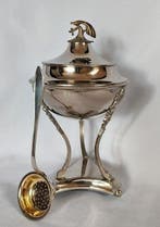 Suikerkom (2) - Messing met nikkelplating, Verzilverd -, Antiek en Kunst