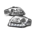 Phares Pour Audi A4 B7 04-07 Feux Diurnes Led Fond Chromé, Verzenden