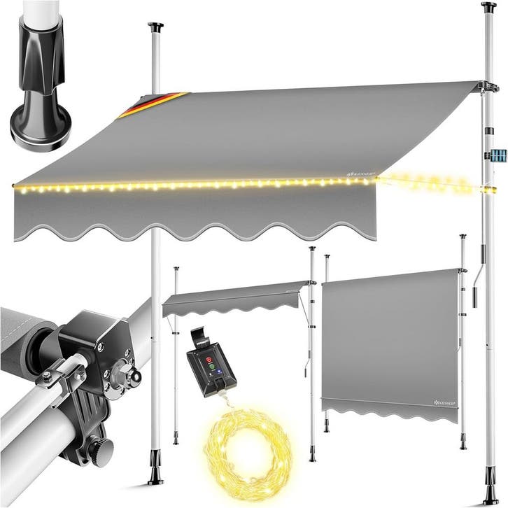 Klemluifel - Balkon luifel - Verticale luifel - 300 cm - LED, Tuin en Terras, Schaduwdoeken, Nieuw, Verzenden