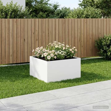 vidaXL Plantenbak Wit 60 x 60 x 40 cm Koudgewalst staal, Tuin en Terras, Verzenden, Nieuw
