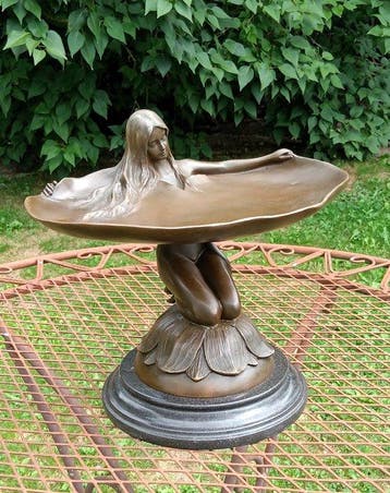 Sculpture, art nouveau bronzen schaal - 23 cm - Bronze