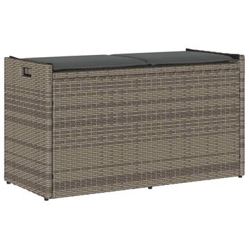 vidaXL Opbergbank met kussen voor buiten 100 cm poly rattan, Verzenden, Nieuw