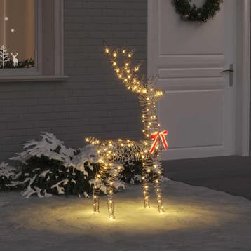 vidaXL 3D Rendier 140 LEDs Warmwit 70 x 41 x 128 cm Rattan, Verzenden