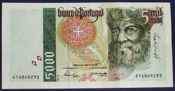 Portugal. - 2 x 5000 Escudos - 1987/1995 - Pick 183, 190a