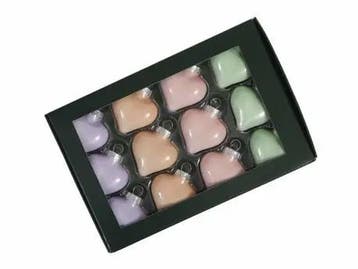 Harten hangers glas pastel combi mat/glans 40 mm doos 12, Nieuw