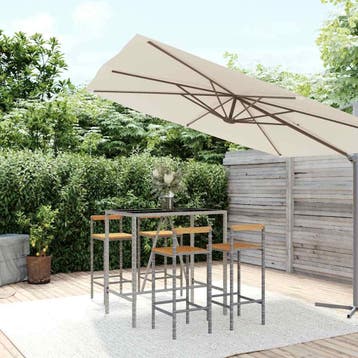 vidaXL 5-delige Tuinbarset poly rattan en massief acaciahout, Tuin en Terras, Verzenden, Nieuw