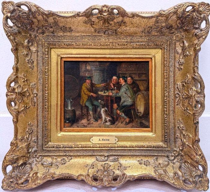Johann Adalbert Heine (1850-1903) - Moines et Chasseurs en, Antiquités & Art, Art | Peinture | Classique