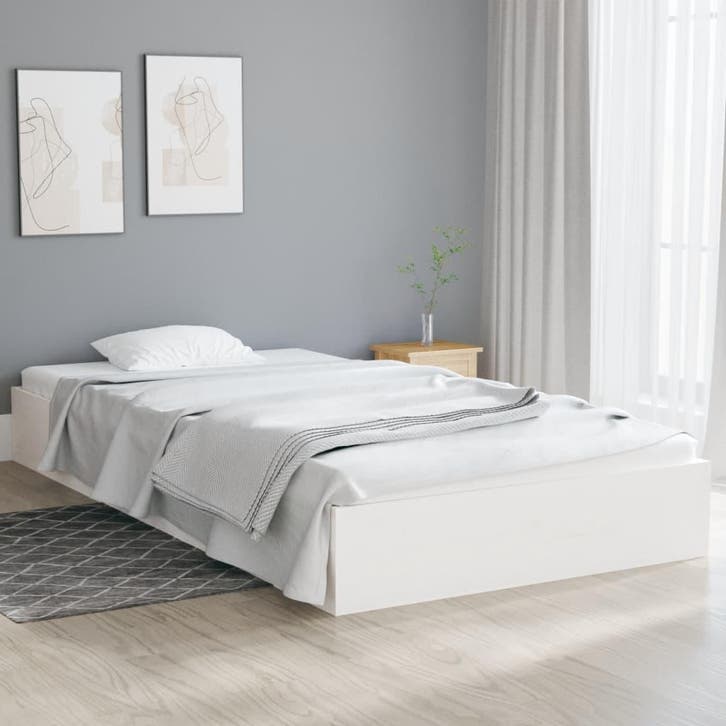 vidaXL Bedframe massief hout wit 100x200 cm, Huis en Inrichting, Slaapkamer | Bedden, Nieuw, Verzenden