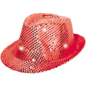 Rode Hoed Glitter met Lampjes, Verzenden, Nieuw