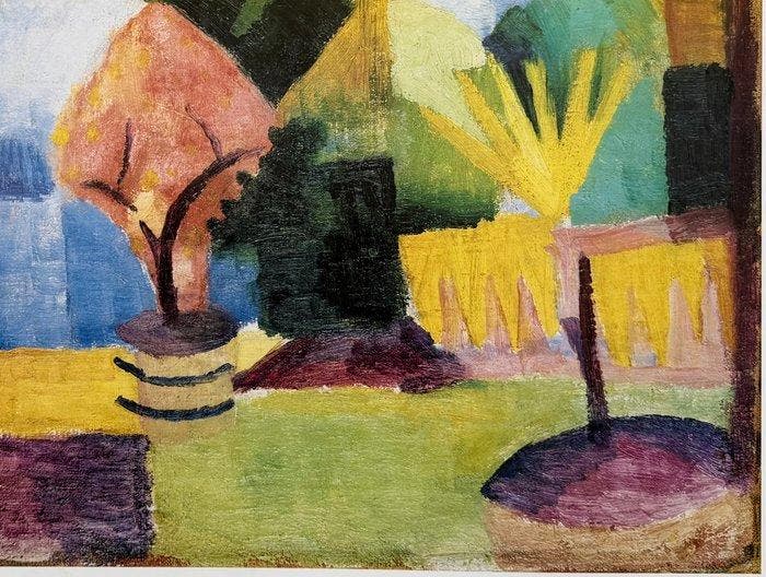 August Macke (1887-1914) - Jardin sur le Lac de Thoune, Antiquités & Art, Antiquités | Autres Antiquités