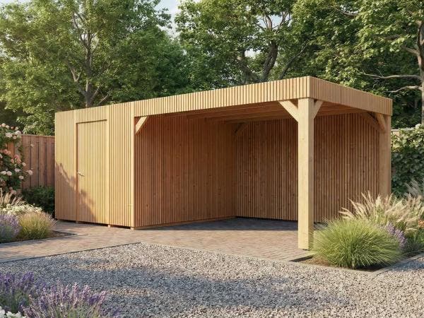 Veiling - Tuinhuis triple-profiel met overkapping 295x550x24, Tuin en Terras, Overkappingen