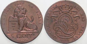 5 Centimes 1833 Belgie-koenigreich Leopold I 1831-1865, Verzenden, België