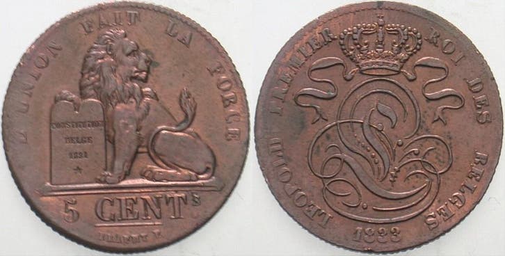 5 Centimes 1833 Belgie-koenigreich Leopold I 1831-1865, Postzegels en Munten, Munten | Europa | Niet-Euromunten, België, Verzenden