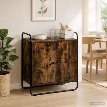 vidaXL Dressoir Gerookt eiken 68 x 35 x 75 cm Bewerkt hout, Verzenden
