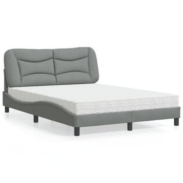 vidaXL Bed met matras Hvar stof lichtgrijs 140x200 cm, Verzenden, Nieuw