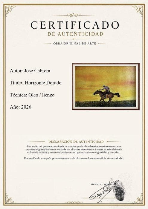 José Cabrera - Horizonte Dorado, Antiquités & Art, Art | Peinture | Moderne
