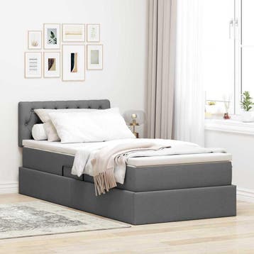 vidaXL Opslag bed met matras Donkergrijs 100 x 200 cm, Verzenden, Nieuw