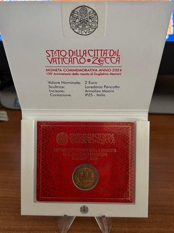 Vaticaan. 2 Euro 2024 Guglielmo Marconi (Zonder