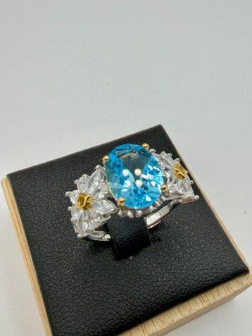 Zonder minimumprijs - Ring Zilver - Topaz 925, Nieuw