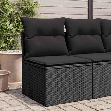 vidaXL Tuinstoel zonder armleuningen met kussens zwart poly, Tuin en Terras, Verzenden, Nieuw