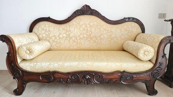 Sofa - Walnoot - Bank in Luigi Filipp-stijl, Antiquités & Art, Antiquités | Autres Antiquités