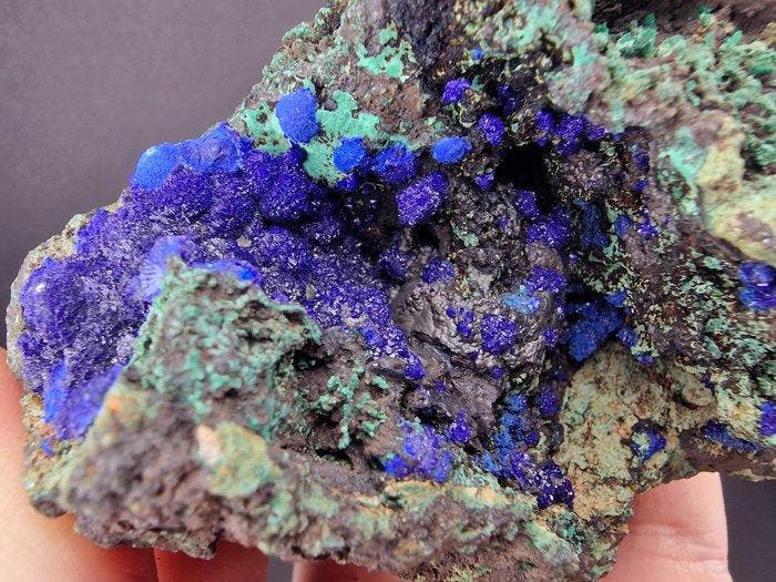 azuriet En malachiet, grote stukken - Hoogte: 90 mm -, Verzamelen, Mineralen en Fossielen