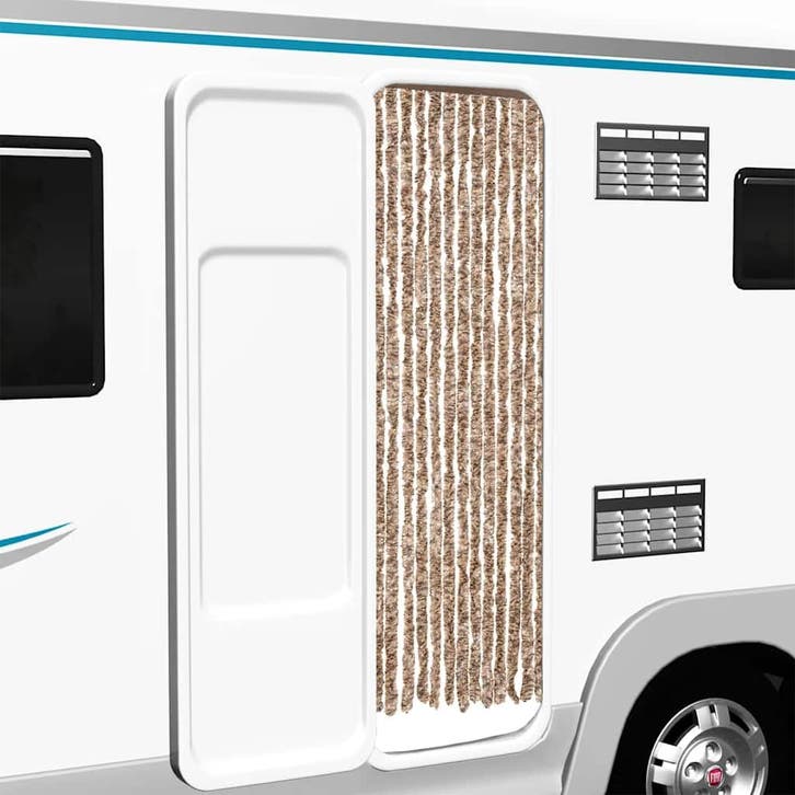 vidaXL Vliegengordijn 56x200 cm chenille beige en, Doe-het-zelf en Bouw, Deuren en Vliegenramen, Nieuw, Verzenden