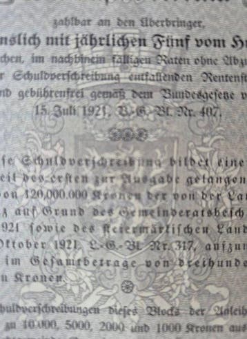 Oostenrijk. 1000 Kronen - 1921 Landeshauptstadt Graz - Bond