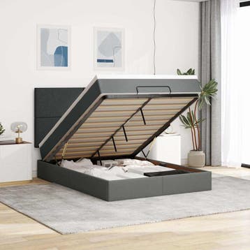 vidaXL Ottoman bed met matras 140x190cm stof donkergrijs, Verzenden, Nieuw
