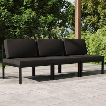 vidaXL Tuinbank 3-zits met kussens aluminium, Tuin en Terras, Verzenden, Nieuw