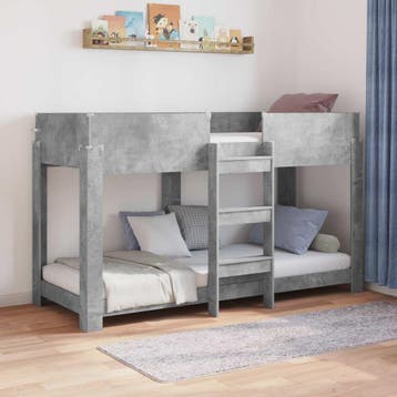 vidaXL Stapeld bed voor kids Beton Grijs 75 x 190 cm Bewerkt, Verzenden, Nieuw