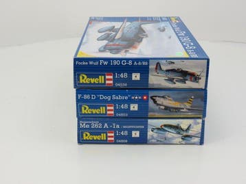 Schaal 1:48 REVELL Set of 3 ME 262A-1A Nightfighter, F-86..., Ophalen of Verzenden, Zo goed als nieuw, Revell