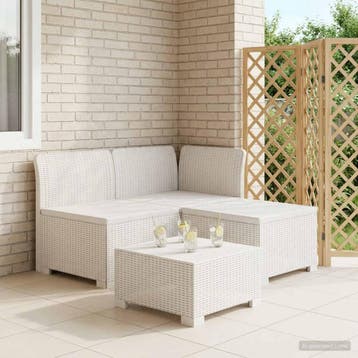 vidaXL 3-Zits Tuin Sofa Rottanlook PP Wit, Verzenden, Nieuw