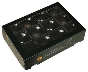 Kerstballen glas Zwart Black combi cap 57 mm doos 12 stuks, Nieuw