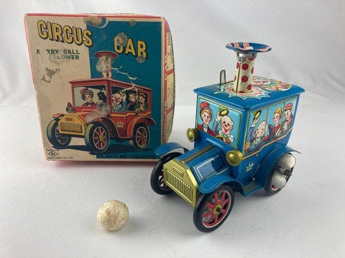 KO Toys Japan - Blikken speelgoedauto - Circus Car with, Antiek en Kunst, Antiek | Speelgoed